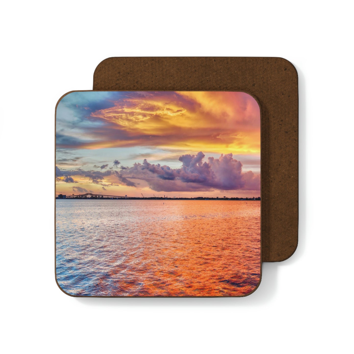Lake Charles Sunset Hardboard Back Coaster