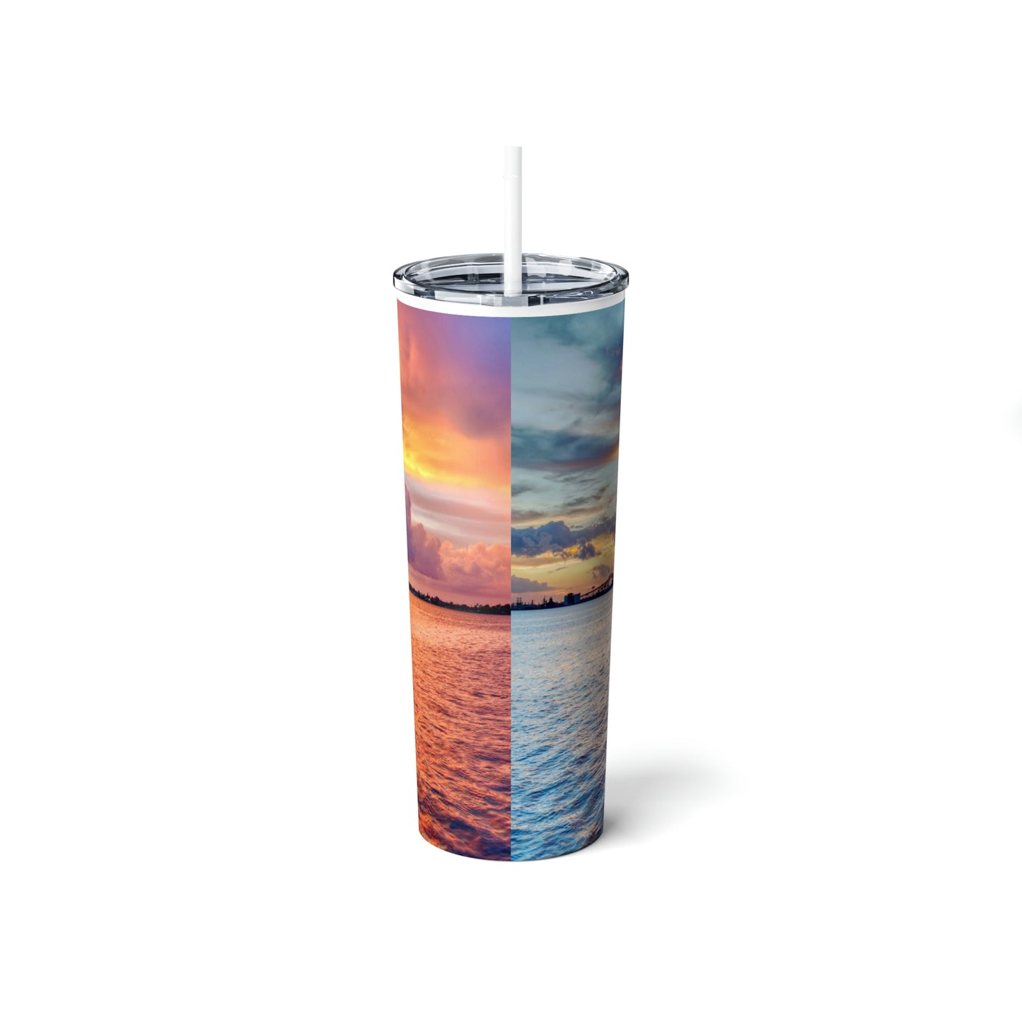 Lake Charles Sunset Skinny Steel Tumbler with Straw, 20oz