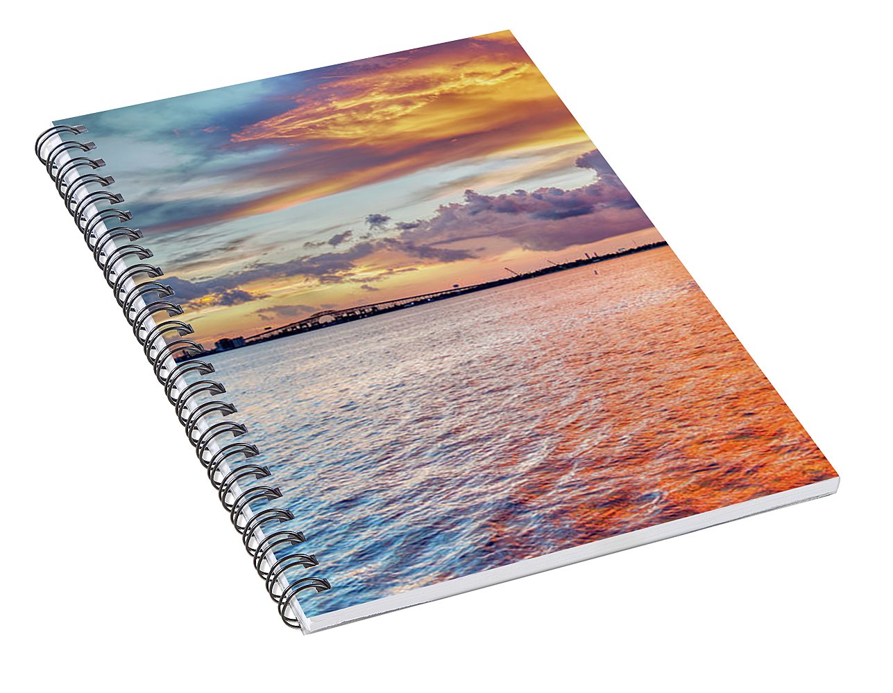 Louisiana Memorial World War II Bridge at Sunset - Spiral Notebook