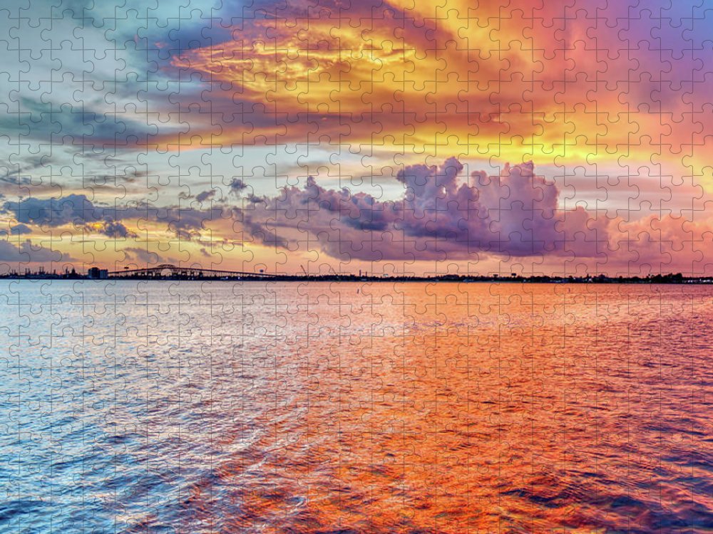 Louisiana Memorial World War II Bridge at Sunset - Puzzle