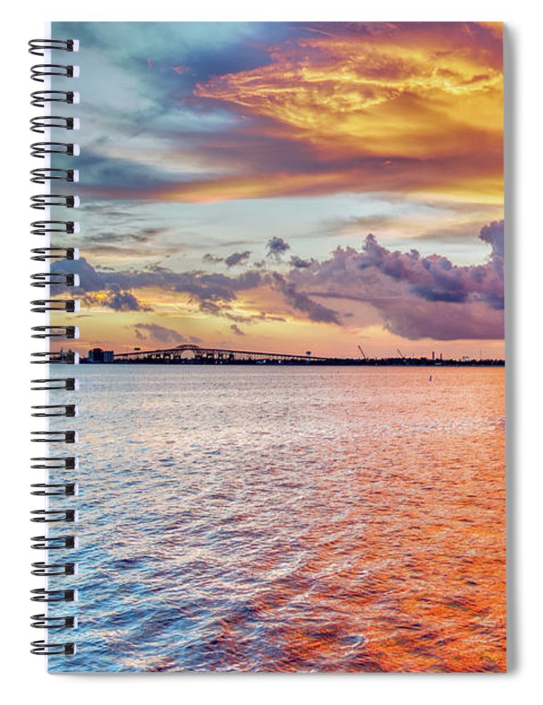 Louisiana Memorial World War II Bridge at Sunset - Spiral Notebook