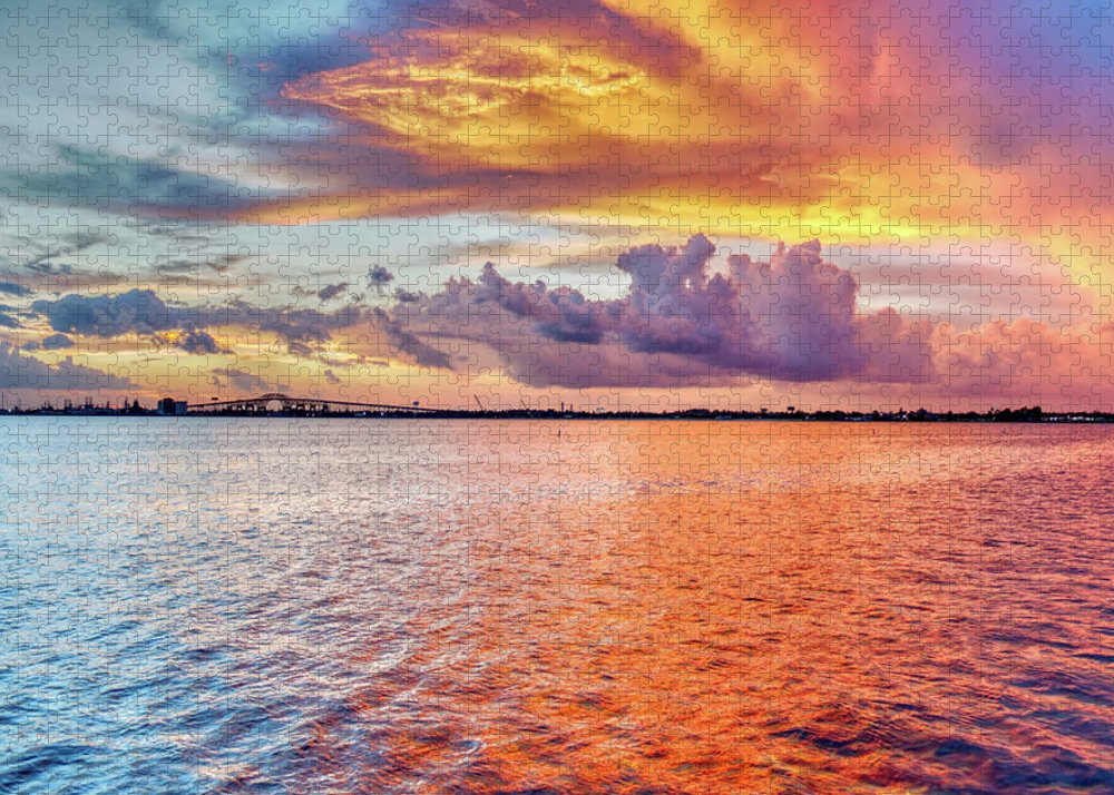 Louisiana Memorial World War II Bridge at Sunset - Puzzle